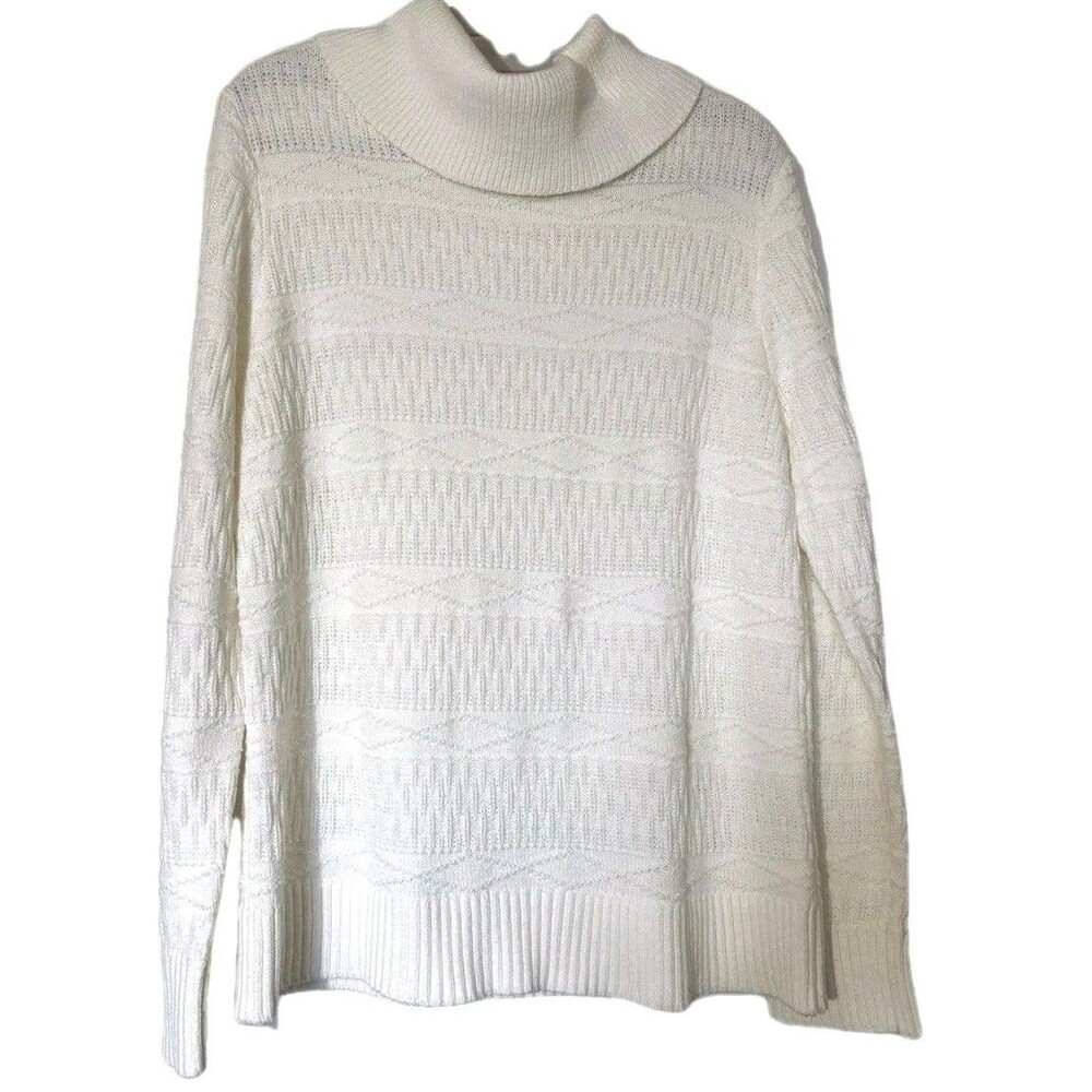 Christopher & Banks Woman’s Size Large Cowl‎ Neck Sweater White Long Sleeve - Picture 8 of 8